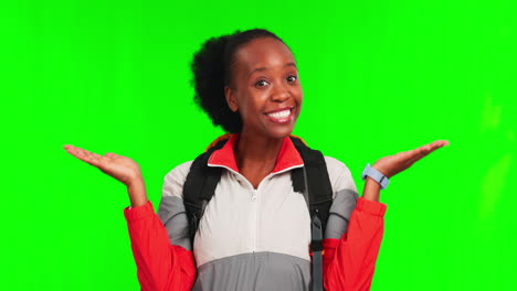 Green-screen,-black-woman-and-travel-choice
