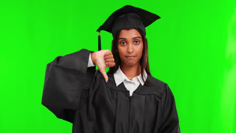 Green-screen,-portrait-and-graduate-with-hand-sign
