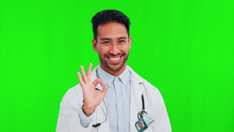Perfect,-green-screen-and-portrait-of-doctor