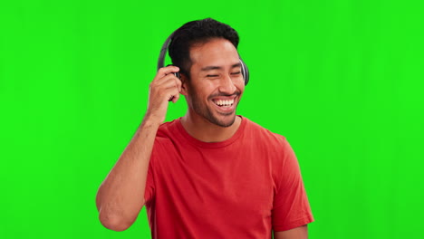 Greenscreen,-Zuhören-Und-Gesicht-Eines-Asiatischen-Mannes