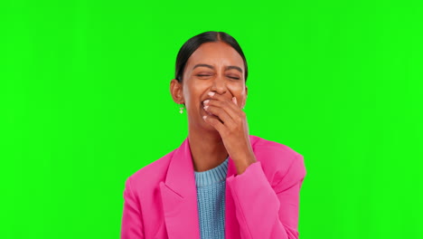 Green-screen,-laughing-woman