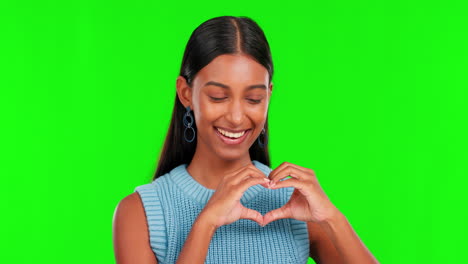 Green-screen,-face-and-happy-indian-woman