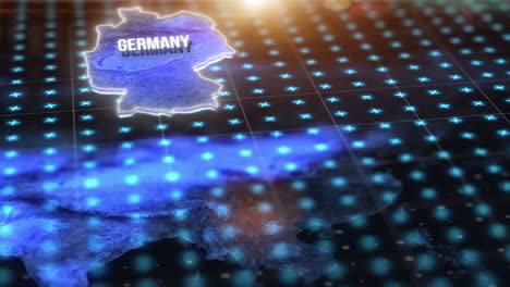 Dark-digital-map,-location-of-Germany