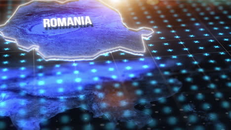 Digital,-Karte-Und-Rumänien-Auf-Einer-Information