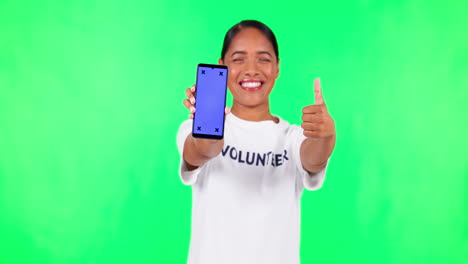 Phone,-green-screen-and-woman