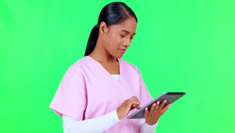 Healthcare,-typing-and-woman-with-a-tablet