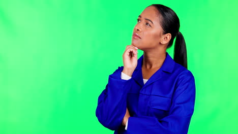 Woman,-green-screen-and-construction-worker