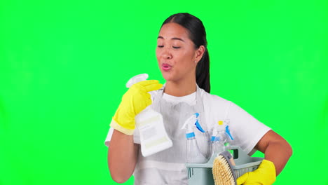 Green-screen,-happy-woman-or-face-of-cleaner