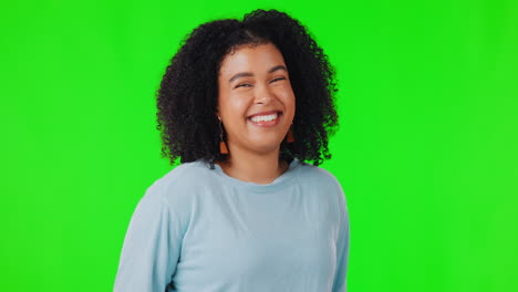 Laughter,-portrait-and-girl-with-joke-in-green