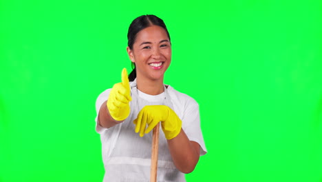 Happy-asian-woman,-housekeeper