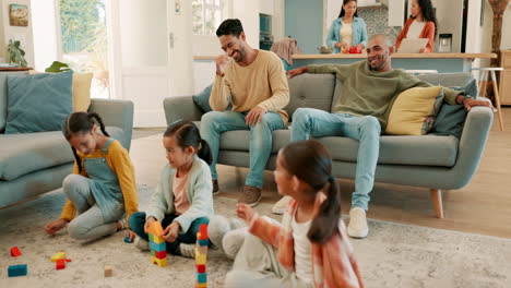 Family,-living-room-and-children-play-with-toys