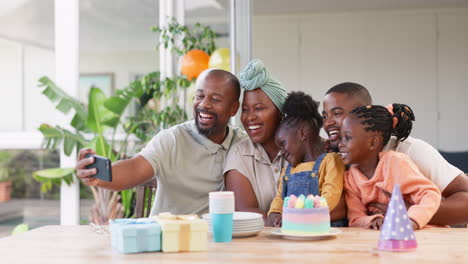 Selfie,-birthday-and-black-family-of-children