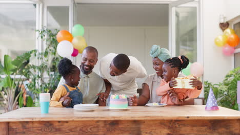 Black-family,-birthday-and-present-for-children