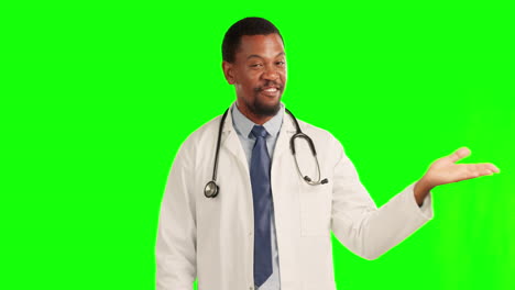 Black-man,-doctor-and-thumbs-up-on-green-screen