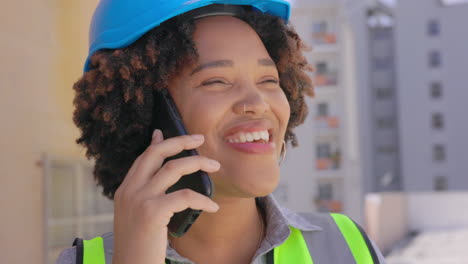 Phone-call,-woman-and-funny-architect-talking