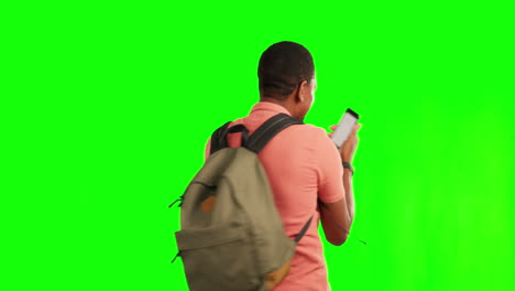 Phone,-motivation-and-green-screen-with-a-winner