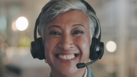 Customer-service,-senior-face-and-happy-woman