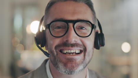 Face,-video-call-center-and-a-business-man-talking