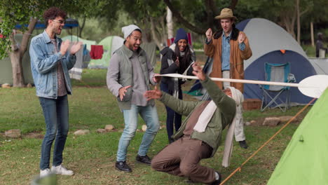 Camping,-limbo-and-people-playing-a-game-with-bar