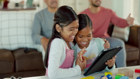 Kids,-tablet-and-home-with-tech