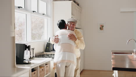 Kitchen,-happy-and-elderly-couple-slow-dancing