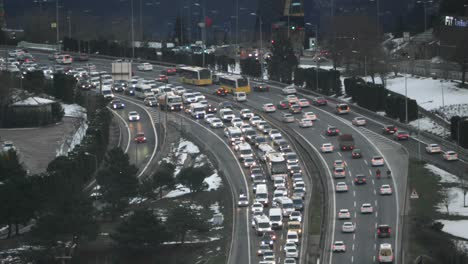 Turkey-istanbul-12-january-2023-modern-city-with-crowd-car-in-highway