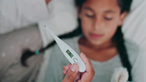 Thermometer,-sick-and-parent-with-child-in-bed