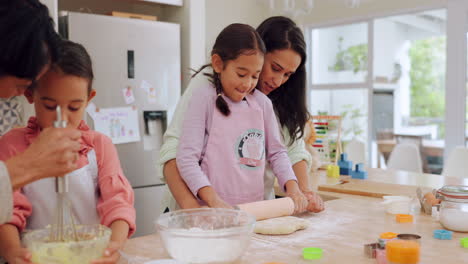 Learning,-mother-and-kids-baking-with-parents