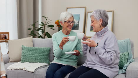Senior-women,-friends-and-toast-with-tea