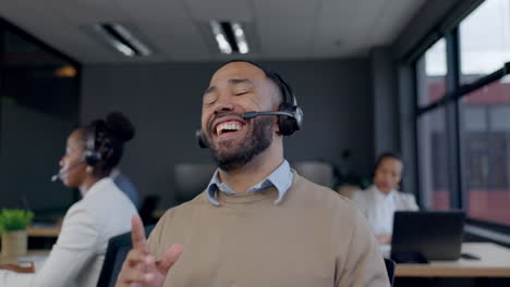Call-center,-speaking-and-happy-man