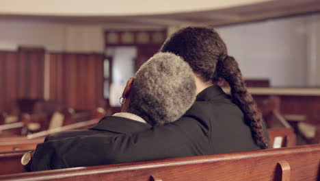 Funeral,-hug-and-woman-with-senior-parent