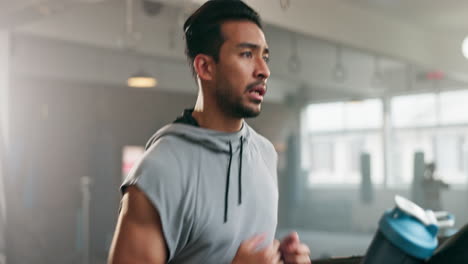 Asian-man,-fitness-and-running-on-treadmill