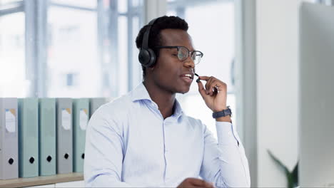 Black-man,-call-center-and-consulting-in-customer