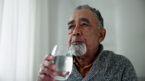 Home,-health-and-senior-man-drinking-water