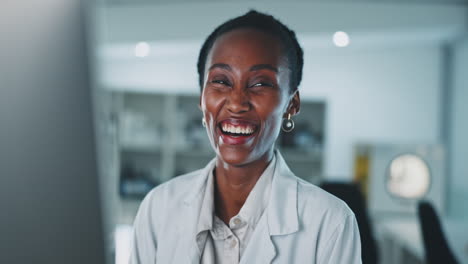 Face,-happy-and-black-woman-scientist