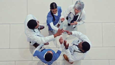 Doctors,-nurses-and-high-five-for-healthcare