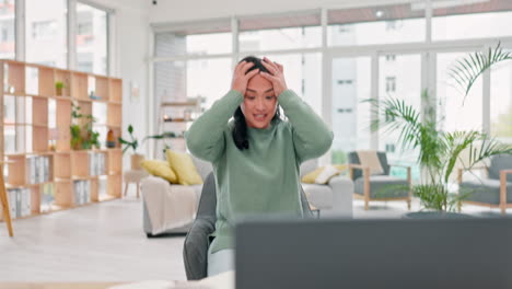 Business-woman,-stress-and-burnout-in-office