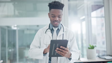 Medical,-tablet-and-a-doctor-black-man