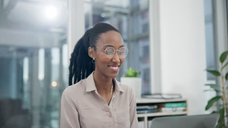 Smile,-research-and-business-with-black-woman
