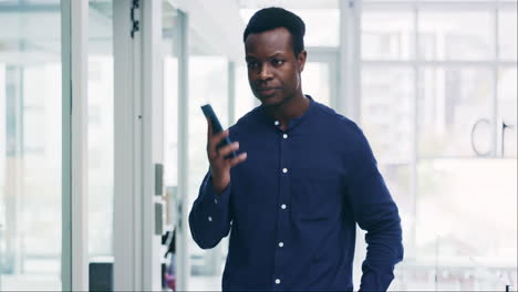 Phone-call,-serious-and-black-man-in-business