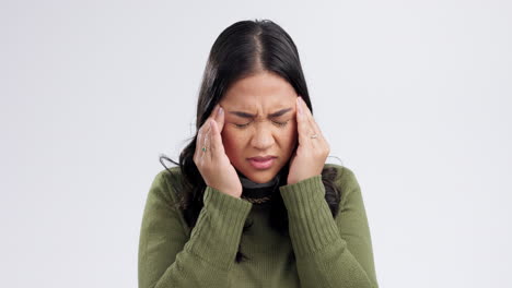 Frau,-Kopfschmerzen-Und-Schmerzen-Bei-Stress