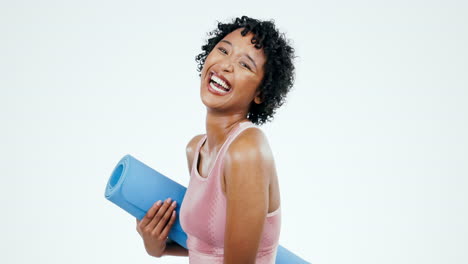 Woman,-face-and-laughing,-yoga