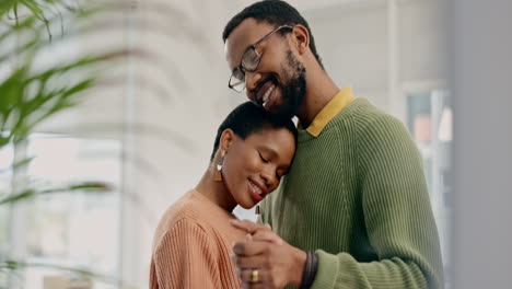 Black-couple,-dancing-and-hug-with-peace