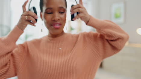Home,-dance-or-happy-black-woman-in-headphones