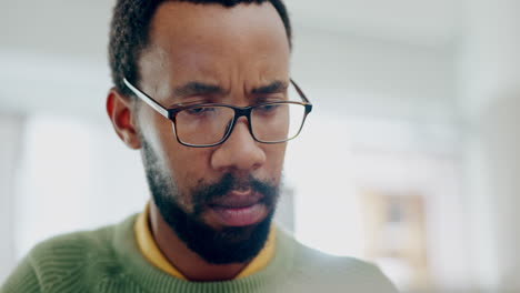 Confused,-thinking-and-black-man-in-the-office