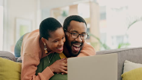 Home,-hug-and-black-couple-with-a-laptop