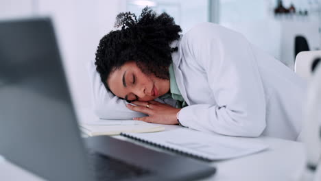 Burnout,-tired-and-woman-doctor-with-headache