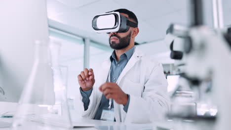 Mann,-Wissenschaftler-Und-VR-Oder-Futuristische-Brille