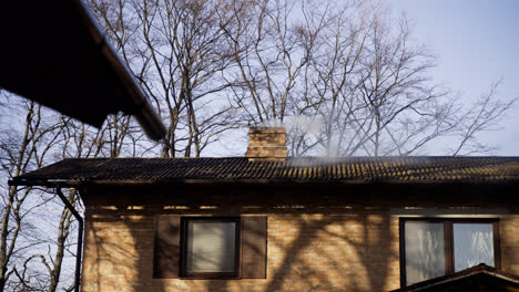 Brick-country-house-with-chimney-expelling-smoke
