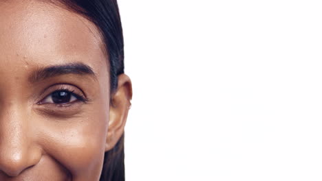 Auge,-Modell-Und-Halbes-Gesicht-Mit-Einer-Indischen-Frau